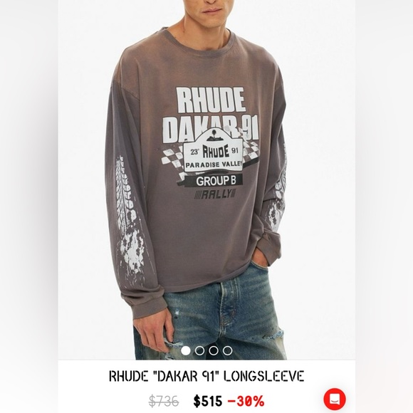 Rhude Gray dark 91 Long sleeve shirt size small